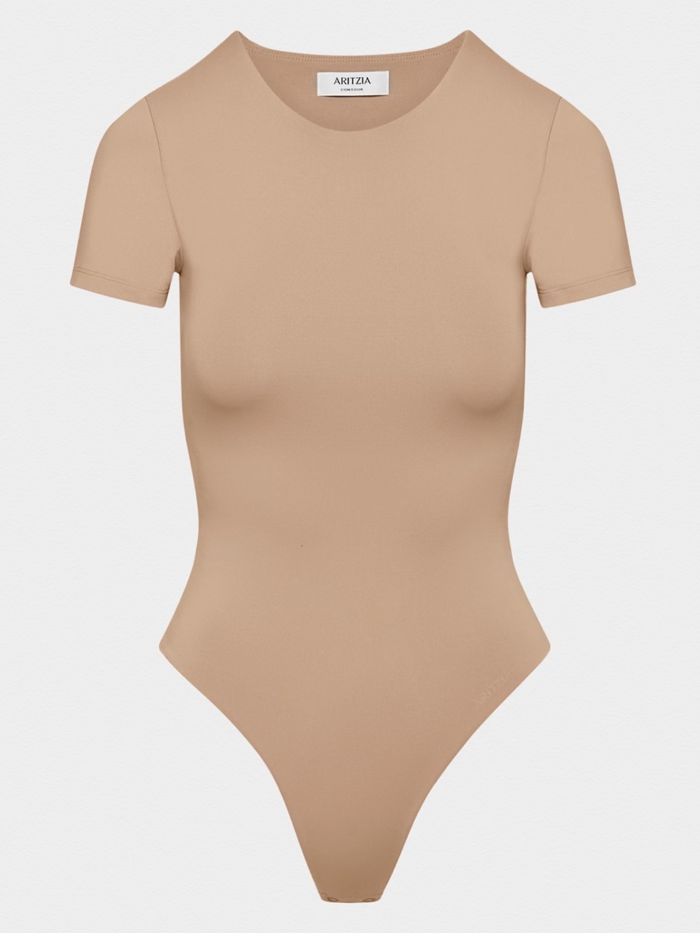 Aritzia Beige Short-Sleeve Crewneck Bodysuit